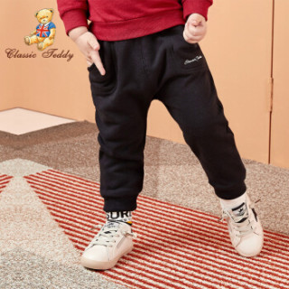 精典泰迪Classic Teddy童装自营儿童裤子男童运动裤长裤卫裤秋季新品 素色小口袋-黑色 110