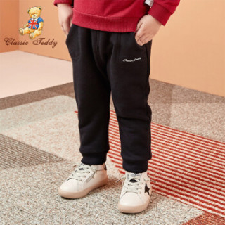 精典泰迪Classic Teddy童装自营儿童裤子男童运动裤长裤卫裤秋季新品 素色小口袋-黑色 110