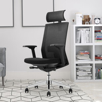 奈高电脑椅经理办公人体工学老板椅家用多功能3D升降扶手时尚黑色网布转椅-2