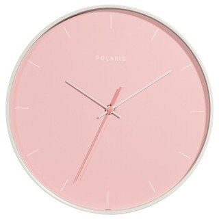 北极星（POLARIS）挂钟 客厅卧室时尚创意钟表 现代简约静音金属烤漆石英钟 圆形粉色12英寸 BW12004