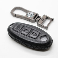 车达品日产真皮钥匙包尼桑新天籁奇骏轩逸逍客骐达蓝鸟劲客楼兰钥匙壳套钥匙扣 智能3键(带后备箱键)黑