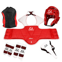 竞派 仿皮男女跆拳道护具全套成人儿童加厚实战护具六件套训练套装