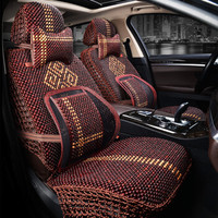 紫风铃 木珠汽车坐垫夏季手工编织汽车座垫四季通用座套全包VV7宝马X5迪拉克XTS昂科威HDW03 红酸枝-豪华版
