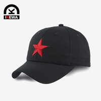 艾可娃（IKEWA）BQM130 户外运动棒球帽潮鸭舌帽五角星男士帽子遮阳帽女 黑色