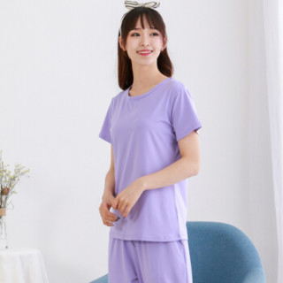 小护士 睡衣家居服 男女士夏季可外穿短袖家居服ZST008宽松 浅紫 L(170/100)