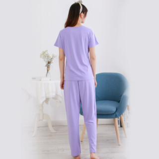 小护士 睡衣家居服 男女士夏季可外穿短袖家居服ZST008宽松 浅紫 L(170/100)
