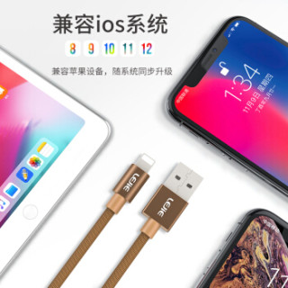 乐接LEJIE Xs Max/XR/X/8苹果数据线 手机USB快充充电器线 支持iphone6s/7Plus/ipad编织棕色1.5米LUIC-1150D