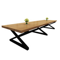 洛克菲勒 实木原木会议桌简约现代洽谈桌简易长条桌工作台2.8米