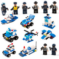 爸爸妈妈（babamama) 积木 城市警察系列拼装玩具 儿童军事组装玩具 可一变三带人偶 PX.037