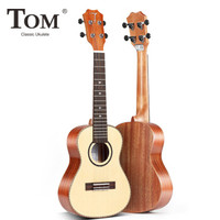 Tom 尤克里里成人儿童初学者23寸云杉木单板TUC280小吉他美国进口钛弦