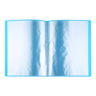 日本TANOSEE办公高透明亮彩文件夹/资料册/收纳袋 A4/24袋收容 蓝色 1册装TPCBA4-24B