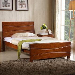 洛克菲勒 实木床橡木床单人双人床储物床地中海色宽1.5米