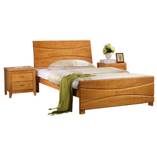 洛克菲勒 实木床橡木床单人双人床储物床地中海色宽1.5米