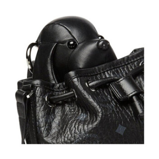 mcm 女士黑色小狗摆件抽绳式水桶包单肩包斜挎包 myz8axl46bk001