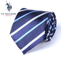 U.S. POLO ASSN 男士领带 8.5cm宽商务正装新郎百搭休闲学生品牌领带男款礼盒装 SLDOO-60009 蓝白条纹