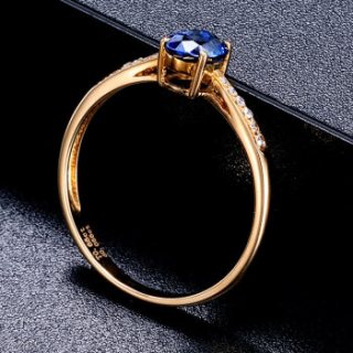 蓝宝石戒指 18k金镶嵌钻石蓝色宝石女士款节日生日礼物 高级私人定制7