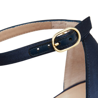 斯图尔特·韦茨曼 STUART WEITZMAN 女士海军蓝绸缎高跟凉鞋 NUNAKEDSTRAIGHT 60 NAVY SATIN 37.5