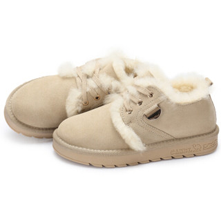 骆驼（CAMEL） 女鞋 甜美舒适保暖磨砂面毛毛鞋 A74502632 米色 36