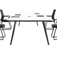 洛克菲勒 办公家具会议桌长桌简约现代小型板式培训桌长方形办公桌椅长条桌（含8把椅子）2.8米