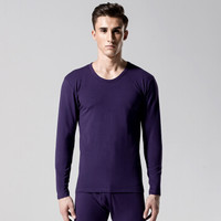 稻草人秋衣秋裤男士打底薄款莱卡棉毛衫女情侣保暖内衣套装 83901 紫藤-男 XL