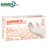 爱马斯（AMMEX）一次性橡胶乳胶医用手套 食品实验室手术口腔牙科家务无粉薄型 乳白色10盒/1000只M码