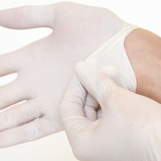 爱马斯（AMMEX）一次性橡胶乳胶医用手套 食品实验室手术口腔牙科家务无粉薄型 乳白色10盒/1000只M码