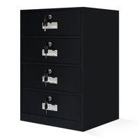 中伟文件柜办公柜矮柜抽屉柜钢制铁皮档案床头柜四斗柜黑色