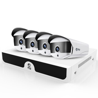 乔安 JOOAN 4MP监控设备套装 400万POE高清摄像头 手机远程室外家用监控器 4路