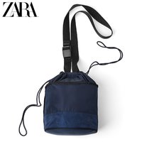 ZARA 13307520010 藏青色拼接圆形腰包斜挎包 