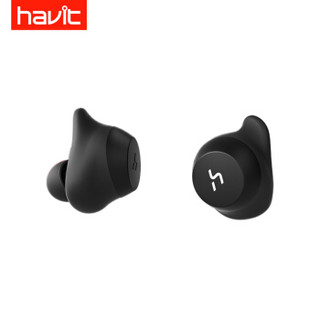 海威特（Havit）G1C真无线蓝牙耳机 tws双耳入耳式运动迷你耳塞 无线充带底座版 黑灰色