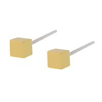 A&C Shaped Quartz 立方体简约耳钉 日常基础单品 北欧设计1018-0470 金色 5mm*5mm