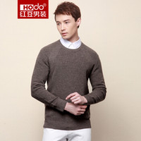 红豆 Hodo 男装 羊毛衫男时尚罗纹纯色修身圆领男士羊毛衫 Y1棕色 180/96A