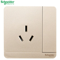 施耐德（Schneider）开关插座 绎尚薄暮金系列16A 250V 带开关带保护门三极扁脚插座