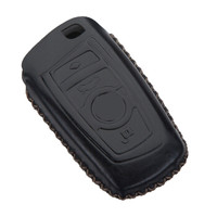 车达品宝马钥匙包 新3系 320li 5系GT X3 M3 4系BMW钥匙套汽车钥匙扣改装真皮牛皮款智能四键黑