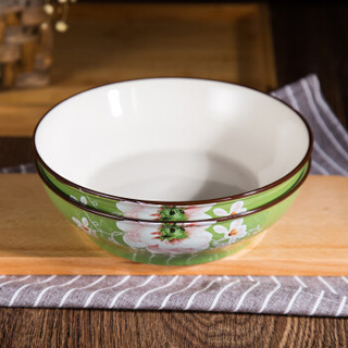 传旗 陶瓷盘子套装（7.5英寸）日韩式色釉创意餐具 饭盘菜盘套装（4只装）绿色