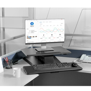 Brateck站立办公升降台式电脑桌 台式笔记本办公桌 可移动折叠式工作台书桌 笔记本电脑显示器支架台T41黑色