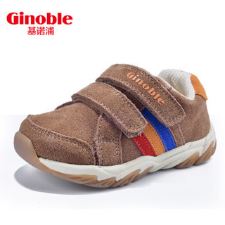 基诺浦 ginoble TXG872 全反绒皮系列秋冬款儿童机能鞋 1-5岁男女宝宝学步鞋 棕色 7