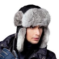 卡蒙（Kenmont）km-2130 男士滑雪帽子户外冬季保暖加厚兔毛雷锋帽 黑色 XL（61cm）