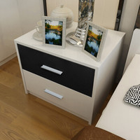 美宜德曼 床头柜 现代简约床头柜双色收纳柜两抽储物柜白色+黑色