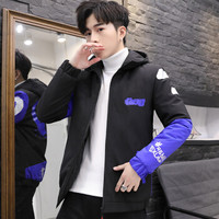 富铤(FORTEI)棉服男棉衣加厚2019秋冬新款时尚韩版潮流修身连帽保暖舒适棉袄男外套 808 蓝色 XL