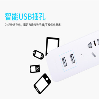 拳王 QUANWANG M520U插座USB插座多功能插座插排插线板插板带开关智能插座接线板