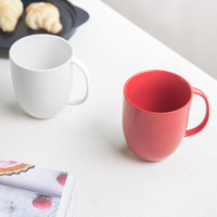 亿嘉IJARL 创意纯色简约咖啡杯马克杯欧式茶杯水杯子家用牛奶杯巴克 红色300ml