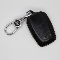车达品2019丰田凯美瑞普拉多钥匙包霸道2700钥匙套汽车真皮智能遥控钥匙扣壳（普拉多凯美瑞专用）智能3键黑