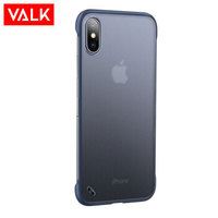 VALK 苹果X/XS无边框手机壳iphone保护套 无边框防摔透明磨砂全包超薄硬壳（送指环扣） 蓝色