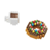 日本nanoblock食品系列甜甜圈和咖啡动手拼插DIY小颗粒拼搭微型积木 12岁+ 800720大人青少年儿童节礼物