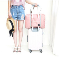 耶洛谜（yeluomi）收纳旅行包便携可折叠挂拉杆箱行李包手提包男女旅行袋物品整理收纳袋Y505粉