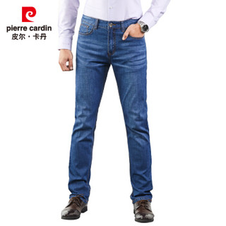 皮尔卡丹pierre cardin 牛仔裤男水洗修身弹力舒适时尚休闲直筒长裤子P1904浅蓝31码(2.4尺)