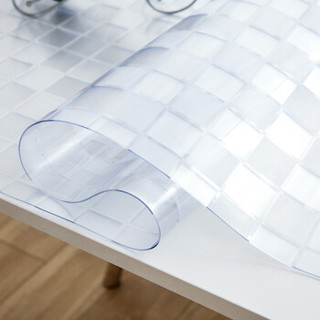 绿之源 加厚耐高温家用桌布桌垫90*150CM-1.5MM餐桌布垫茶几布茶几垫软玻璃PVC透明防水防油 方格