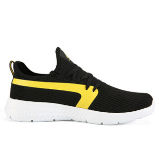 匹克（PEAK)男鞋舒适健步休闲鞋轻便耐磨运动鞋 DE910411 黑色/柠檬黄 44码