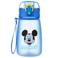 迪士尼（Disney）儿童夏季学饮水杯子宝宝喝水杯男女学生布丁杯塑料带提绳水壶460ML蓝色米奇